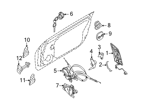 2010 Nissan 370Z Door & Components Rod Key Lock LH Diagram for 80515-1EA0A