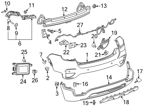 2021 Chevrolet Trax Bumper & Components - Rear Tow Eye Cap Diagram for 42392762