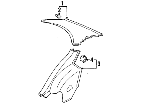 1995 Toyota Tercel Interior Trim - Quarter Panels Lower Quarter Trim Diagram for 62551-16070-B0