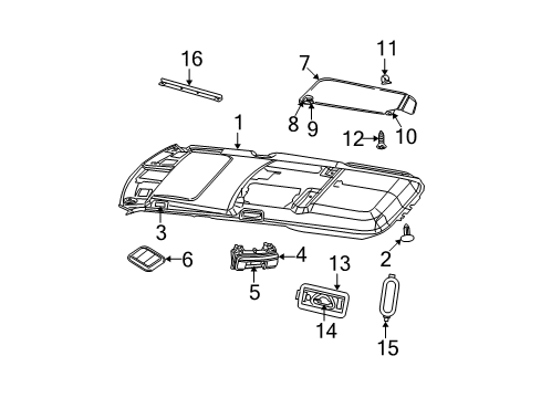 2007 Jeep Commander Interior Trim - Roof Lamp-Courtesy Diagram for 1DD691D1AA