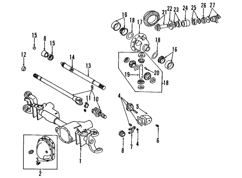 1998 Dodge Ram 1500 Front Axle, Differential, Propeller Shaft Drive Shaft Diagram for 68234350AA