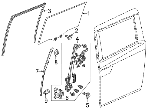 2011 Honda Odyssey Sliding Door Channel, Driver Side Diagram for 72775-TK8-A02