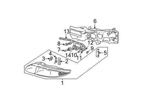 2001 Oldsmobile Alero Headlamps Harness Asm-Fwd Lamp Wiring Diagram for 15311277