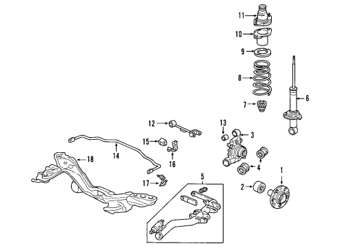 2006 Honda Element Rear Suspension Components, Upper Control Arm, Stabilizer Bar Spring, Rear Diagram for 52441-SCV-A31