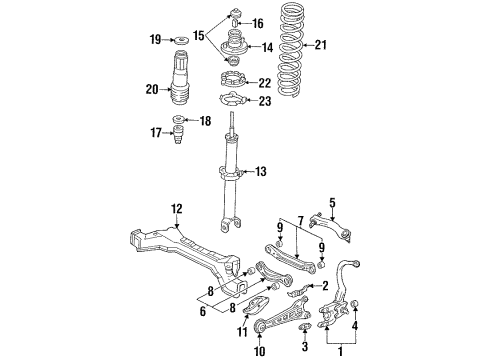 1992 Honda Accord Rear Suspension Components, Lower Control Arm, Upper Control Arm, Stabilizer Bar Knuckle, L. RR. (Drum) Diagram for 52116-SM4-010