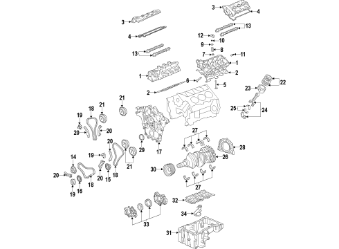 2012 Cadillac CTS Engine Parts, Mounts, Cylinder Head & Valves, Camshaft & Timing, Oil Pan, Oil Pump, Crankshaft & Bearings, Pistons, Rings & Bearings, Variable Valve Timing MOUNT, TRANS RR Diagram for 19418513