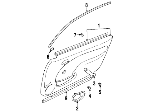 1999 Chevrolet Metro Interior Trim - Front Door Cap, Front Side Door Armrest *Gray Diagram for 30013964