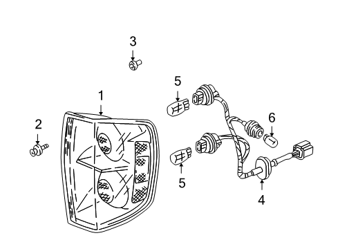 2003 Honda Pilot Bulbs Lamp Unit, L. Tail Diagram for 33551-S9V-A01