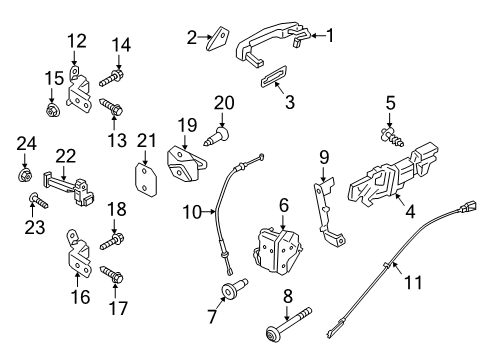 2020 Ford Ranger Rear Door Lock Cable Diagram for KB3Z-2640180-B