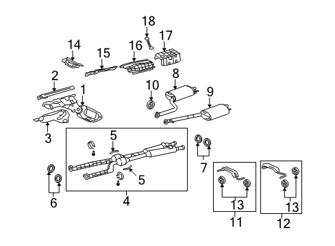 2012 Lexus LS460 Exhaust Components, Exhaust Manifold Front Exhaust Pipe Assembly Diagram for 17410-38241