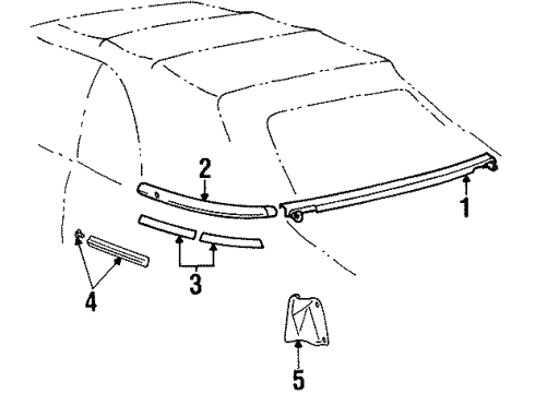 1997 Toyota Paseo Exterior Trim - Convertible Top Dust Cover Diagram for 61395-0W020