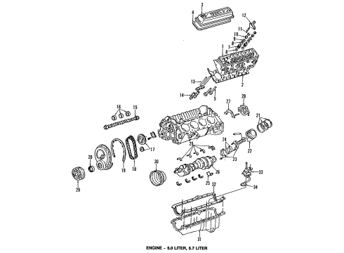 1992 Cadillac Brougham Engine Parts, Mounts, Cylinder Head & Valves, Camshaft & Timing, Oil Cooler, Oil Pan, Oil Pump, Crankshaft & Bearings, Pistons, Rings & Bearings Balancer Asm-Crankshaft Diagram for 12551948