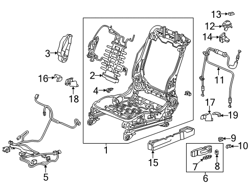 2015 Honda Accord Power Seats Garnish, Dump Lever (Inner) Diagram for 81682-T3L-A41