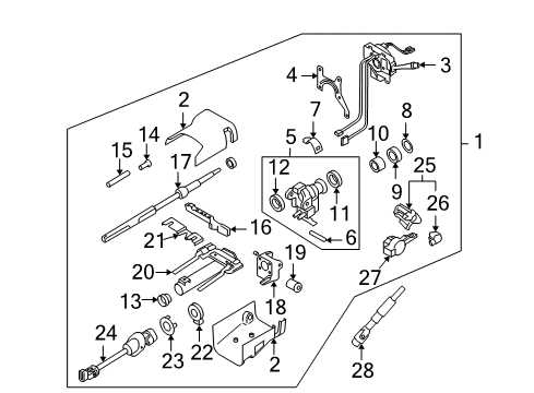 2009 Hummer H3T Steering Column Assembly, Housing & Components, Steering Gear & Linkage, Steering Wheel & Trim Steering Gear Coupling Shaft Assembly Diagram for 19256702
