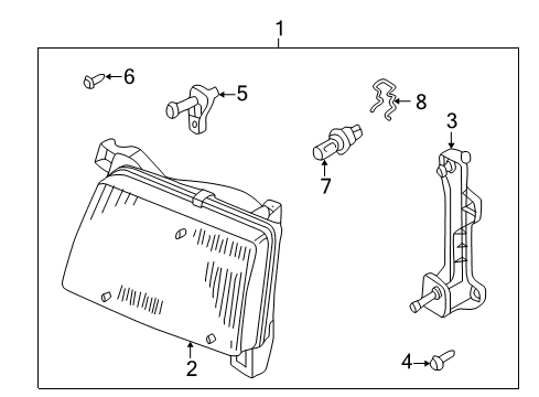 1998 Nissan Frontier Bulbs Passenger Side Headlight Assembly Diagram for 26010-3S525