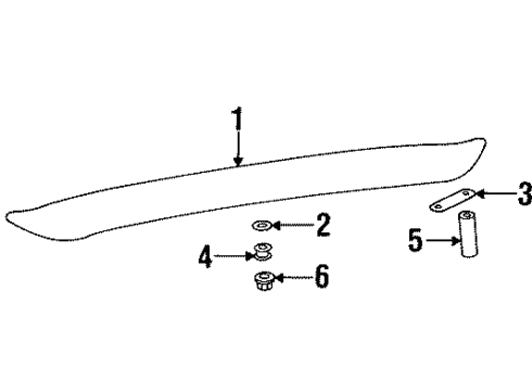 1997 Hyundai Elantra Rear Spoiler Pad-Rear Spoiler Mounting Side Diagram for 87213-29000