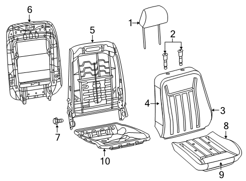 2021 Chrysler 300 Front Seat Components Seat Cushion Pad Diagram for 68104553AB