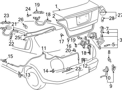 2003 Toyota Prius Trunk Lid Bolt, Washer Based H Diagram for 90105-06168