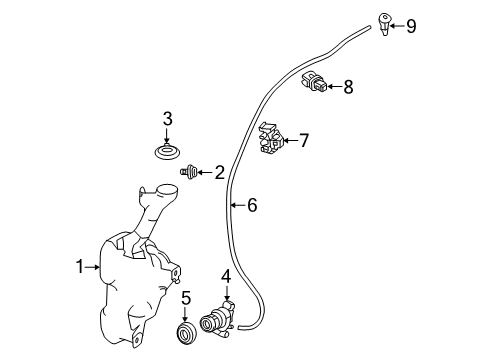 2013 Honda Accord Wiper & Washer Components Clip, Washer Tube Diagram for 90676-TF0-003