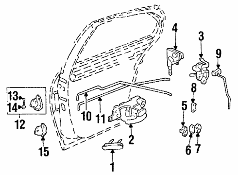 1995 Chevrolet Lumina Switches Handle Asm-Rear Side Door Inside *Red Diagram for 10257089