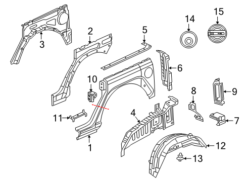 2022 Jeep Wrangler Quarter Panel & Components Panel-Closeout Diagram for 68302856AD