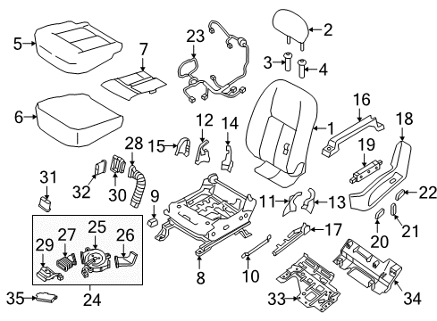 2016 Nissan Titan XD Power Seats FINISHER Assembly - Cushion Diagram for 87389-3JC9A