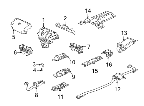 2002 Honda Accord Exhaust Manifold Manifold Assembly, Rear Exhuast Diagram for 18010-P8E-A00