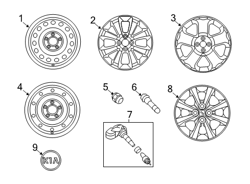 2015 Kia Rio Wheels, Covers & Trim Wheel Assembly-Steel Diagram for 529101W100