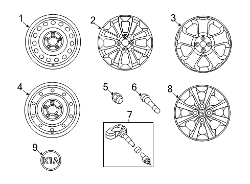 2015 Kia Rio Wheels, Covers & Trim Wheel Assembly-Temporary Diagram for 529101W950