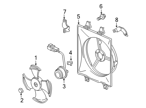 2004 Honda Pilot A/C Condenser Fan Stay, Connector Diagram for 38618-PGK-A00