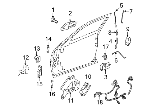 2004 Cadillac SRX Front Door - Lock & Hardware Bracket Asm-Electronic System Power Supply Module Diagram for 25744679