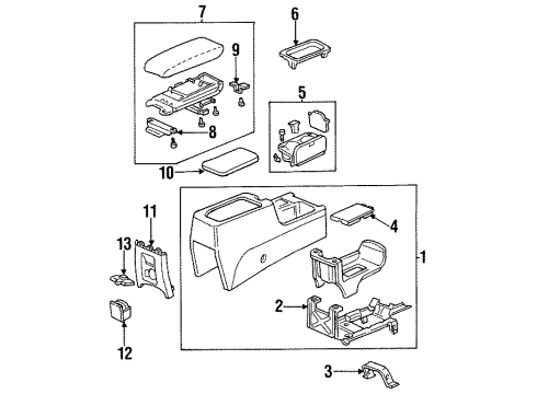 1995 Honda Accord Rear Console Holder Assembly, Cup (Excel Charcoal) Diagram for 77230-SV4-A22ZB