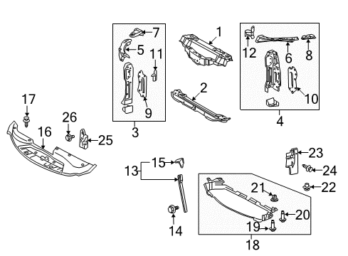 2008 Lexus IS F Automatic Temperature Controls Support, Radiator, Upper LH Diagram for 53214-53030