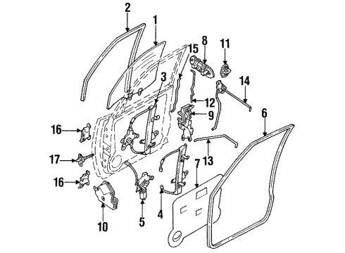 1994 Nissan Sentra Door & Components Door Lock Actuator Motor, Rear Right Diagram for 82552-79912