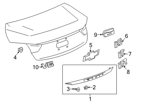 2015 Chevrolet Impala Exterior Trim - Trunk Lid Molding Assembly Diagram for 22749924