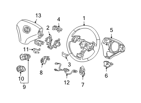 2005 Acura TSX Steering Column & Wheel, Steering Gear & Linkage Switch Assembly, Navigation Guide Diagram for 35890-SEC-A11