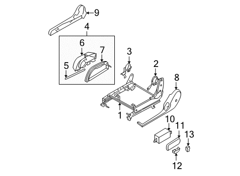 2004 Nissan Quest Power Seats Holder Plate-Cup Holder, Front Seat Diagram for 87340-5Z001