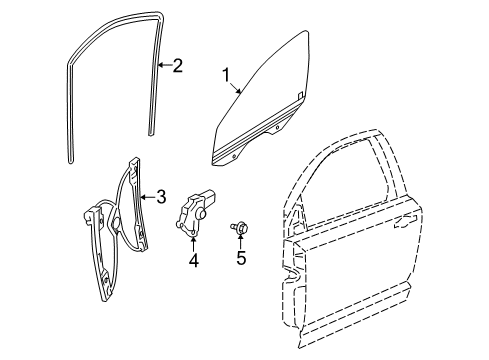 2015 Dodge Journey Front Door WEATHERSTRIP-Front Door Glass Diagram for 5076870AF