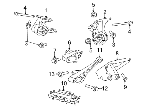 2009 Mitsubishi Raider Engine & Trans Mounting Bracket-Engine Mount Diagram for 52013522AB