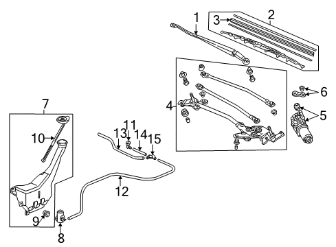 2005 Honda Civic Windshield - Wiper & Washer Components Link, FR. Wiper Diagram for 76530-S5A-A02