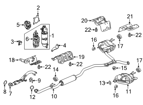 2018 Honda Accord Exhaust Manifold Plate, L. Muffler Baffle Diagram for 74652-TVA-A00