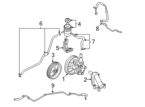2009 Hyundai Santa Fe P/S Pump & Hoses, Steering Gear & Linkage Bracket-Tube Diagram for 57230-2B300
