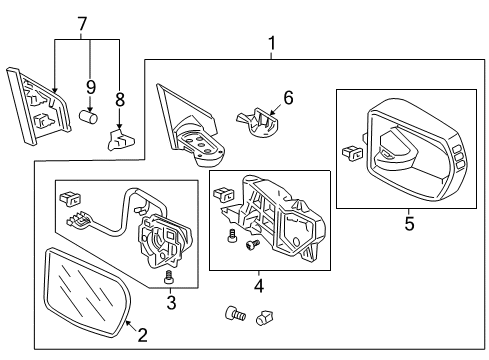 2010 Honda CR-V Mirrors Mirror Assembly, Driver Side Door (Polished Metal Metallic) (Heated) Diagram for 76250-SXS-A21ZG