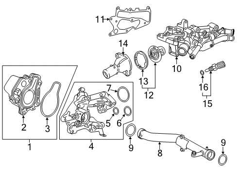 2019 Honda Accord Powertrain Control Gasket, Water Pump Diagram for 19222-5K0-A01