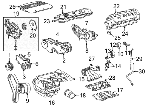 1998 Toyota Sienna Engine Parts, Mounts, Cylinder Head & Valves, Camshaft & Timing, Oil Pan, Oil Pump, Crankshaft & Bearings, Pistons, Rings & Bearings Cover, Oil Pump Diagram for 15115-20020