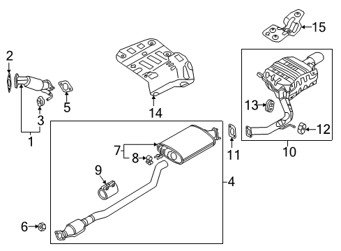 2016 Kia Sorento Exhaust Components Center Muffler Assembly Diagram for 28650C6400