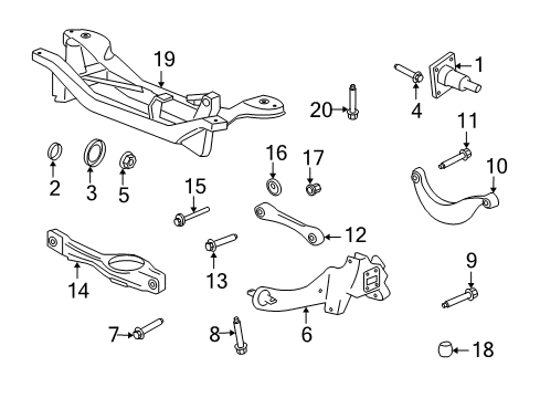 2009 Ford Focus Rear Suspension Components, Lower Control Arm, Upper Control Arm, Stabilizer Bar Knuckle Diagram for 9S4Z-5A968-A