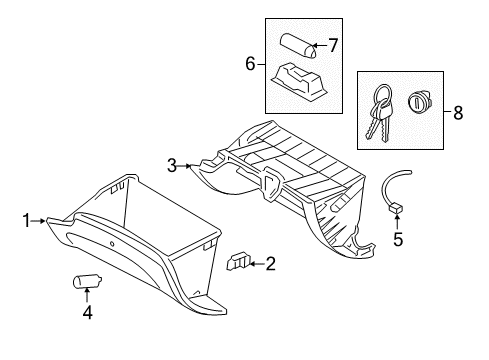 2013 Hyundai Equus Glove Box Glove Box Assembly Diagram for 84510-3N000-HZ