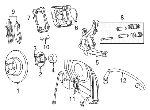 2001 Chrysler PT Cruiser Brake Components Drivestar Front Driver/Passenger Side Wheel Hub Diagram for 4670292AC