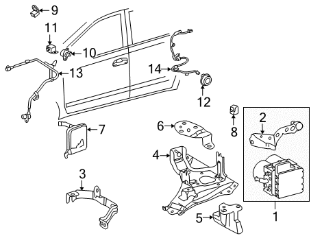 2006 Toyota Prius ABS Components Control Module Diagram for 89540-47130